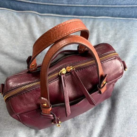 Fossil Rachel Red Oxblood Leather Small Satchel Handbag - Picture 5 of 10